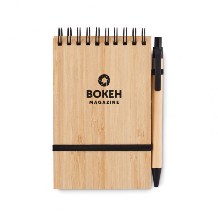 DIN A6-Notizblock liniert | Bambus+Recyclingpapier | inkl. Werbedruck
