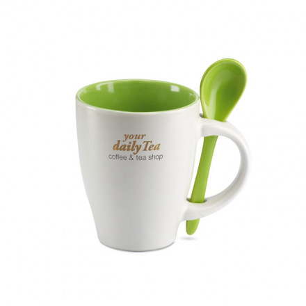 Keramik Kaffeebecher mit Löffel Dual | 250 ml