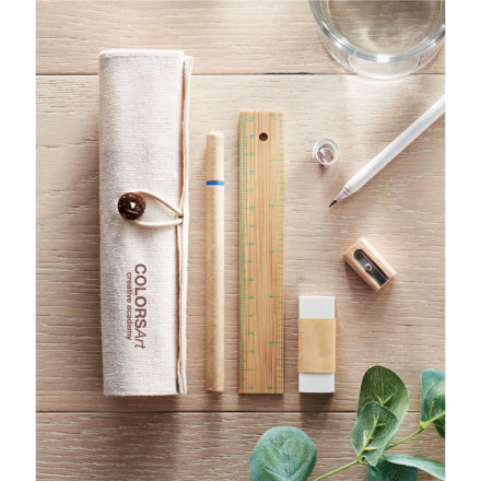 Mäppchen Ecoset inkl. Schreibset | Jute, Baumwolle | inkl. Werbedruck