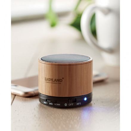 4.2 Wireless Lautsprecher Round Bamboo | Bambus | inkl. Werbedruck