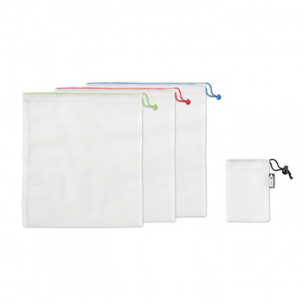 3 rPET-Netztaschen im rPET-Beutel Veggie Set rPET