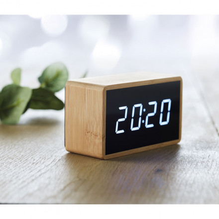 LED Tischuhr Miri Clock | Weckfunktion + Temperaturanzeige | Bambus