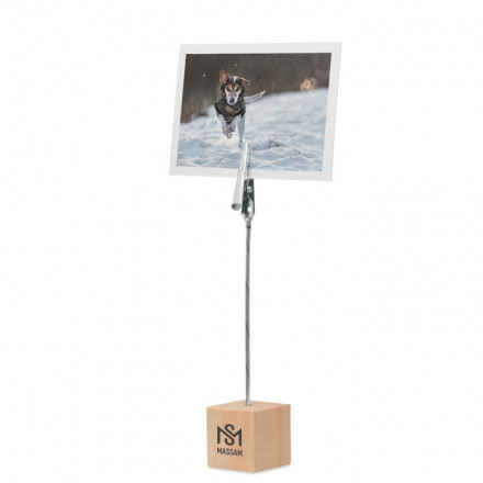 Foto- und Memohalter Hello Clip | Kiefernholz | inkl. Werbedruck