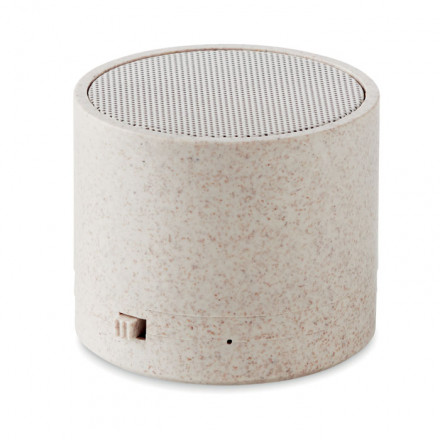 5.0 Wireless Lautsprecher Round Bass+ | Weizenstroh+ABS | inkl. Werbedruck