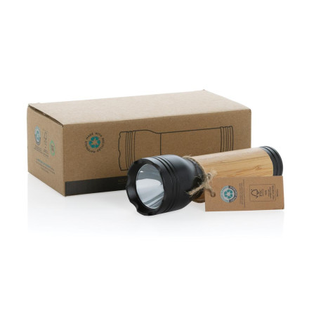 Lucid 3W Taschenlampe aus RCS recycelt. Kunststoff & Bambus