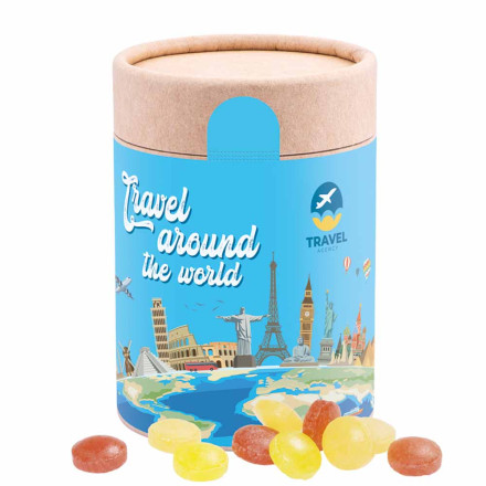 Papierdose Eco Maxi mit Mini-Bonbons Frucht Mix