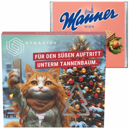 Präsentbox Premium, Tannenbaum-Stanzung, Manner Waffeln
