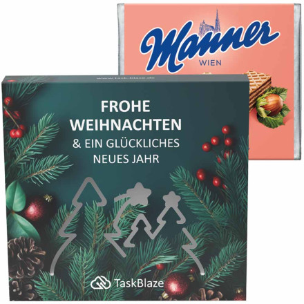 Präsentbox Premium, Wald-Stanzung, Manner Waffeln