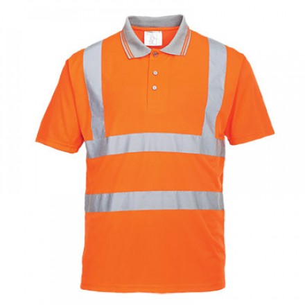 Kurzarm Warnschutz Poloshirt GO/RT