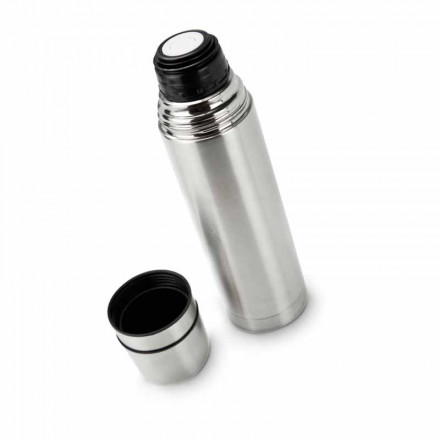 ROMINOX® Isolierkanne Cup in Cup - mit 2 Deckeln - Silber