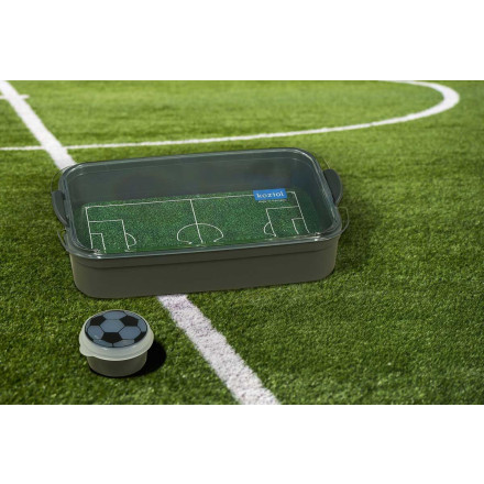 Koziol Stakk Bentobox 0,7l+Move Dip Fußball-Look | Organic Bio-Circular | inkl. 1c-Werbedruck