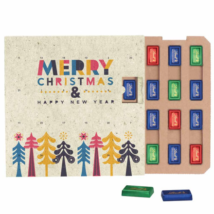 Täfelchen Adventskalender ECO Graspapier Papierblister Lindt Schokotäfelchen