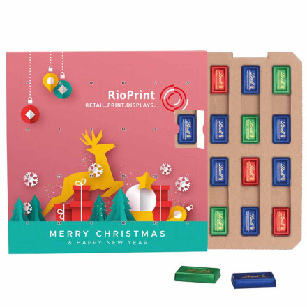 Täfelchen Adventskalender ECO Papierblister Lindt Schokotäfelchen